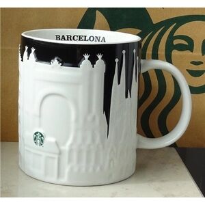 Starbucks Barcelona Black and White Cityscape Mug